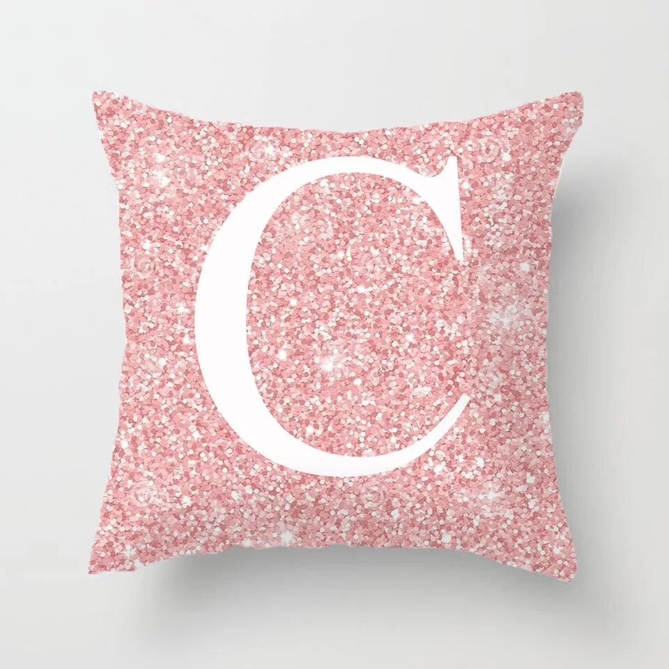 Metal Letters Peach Skin Fabric Pillow Cover Cushion Cover