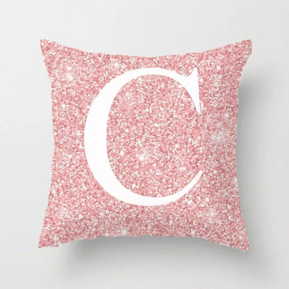 Metal Letters Peach Skin Fabric Pillow Cover Cushion Cover