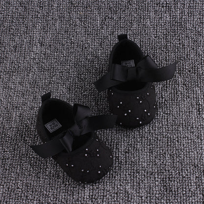 Baby Cotton Shoes Elastic Band Bow Baby Walking Shoes