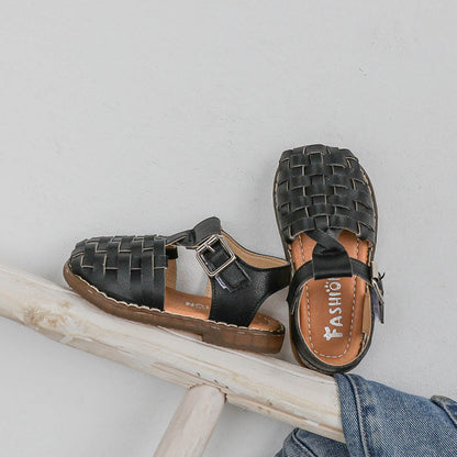 Retro woven solid color girls shoes