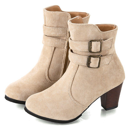 Belt buckle side zipper for women's boots