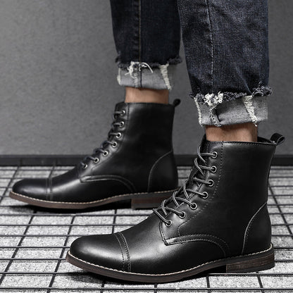Men's Martin Boots Men's Shoes Pointed Toe Retro Leather Boots