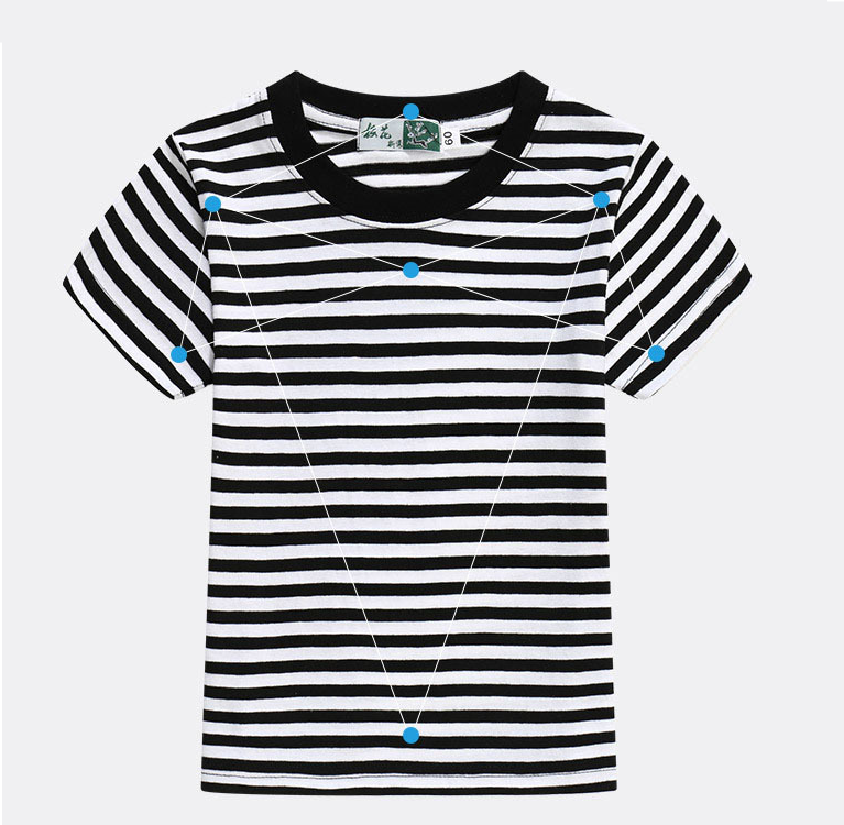 Children's Blue And White Stripes Round Neck Short Sleeve