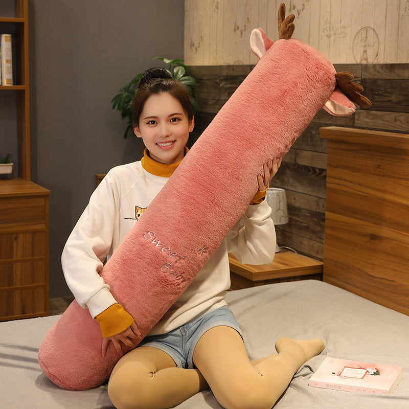 Removable And Washable Rabbit Plush Cylindrical Pillow