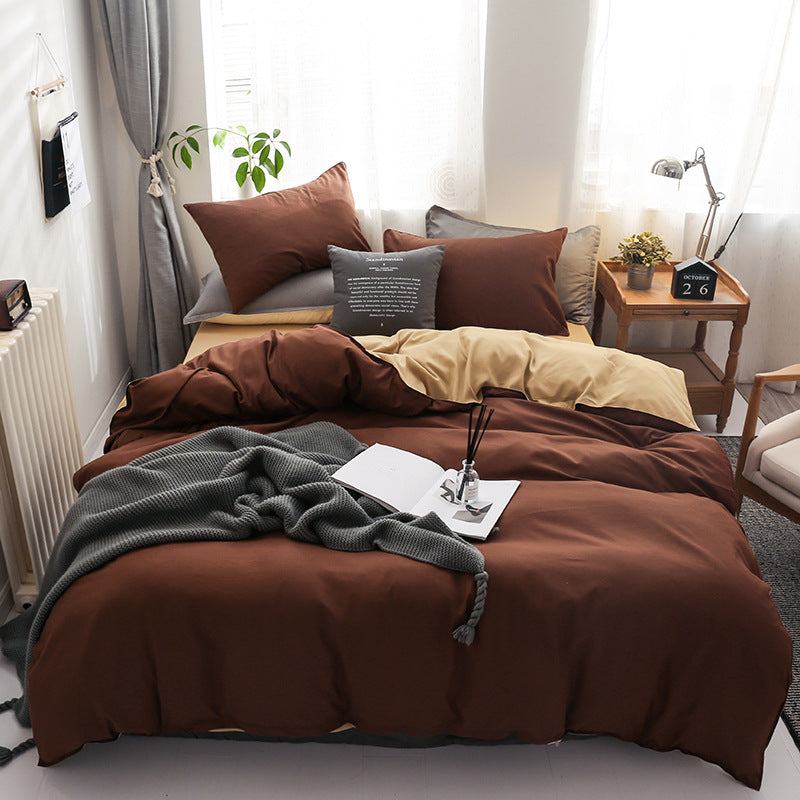 Four-piece Set Of Pure Color Double Mat Size