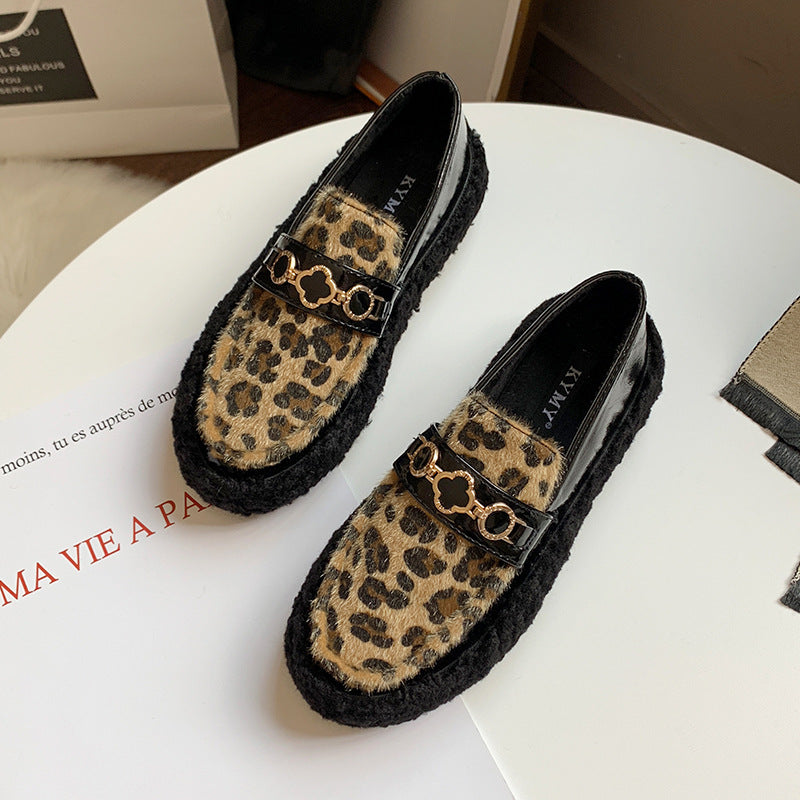 Trendy women's shoes leopard print single shoes