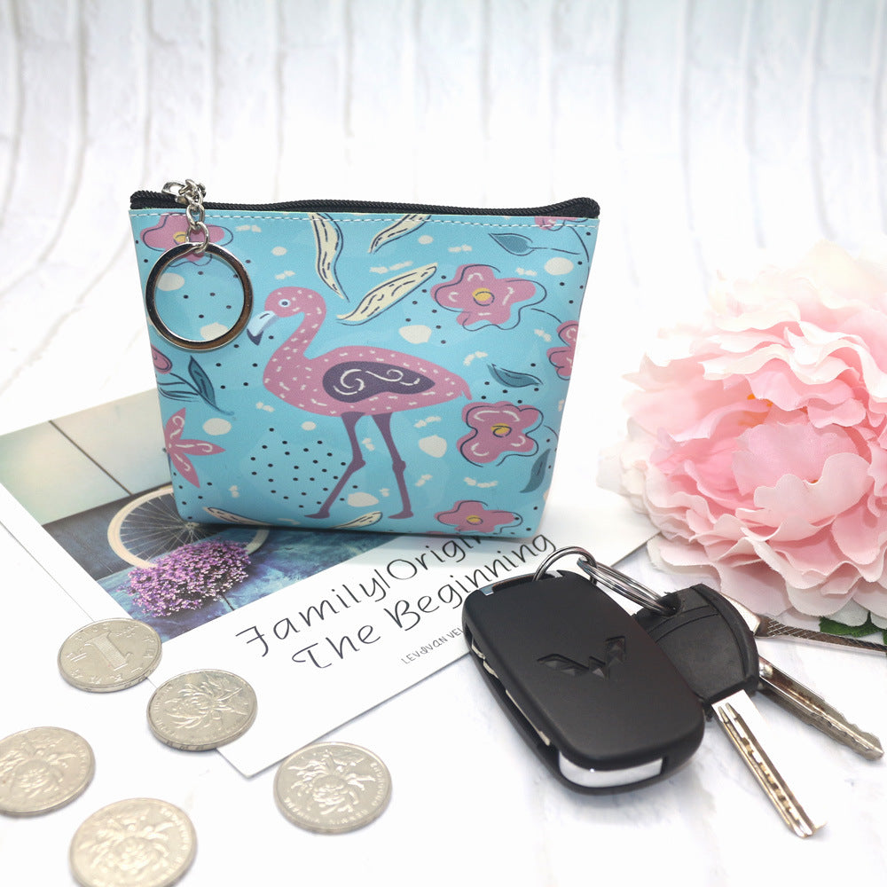 Flamingo print zipped coin purse