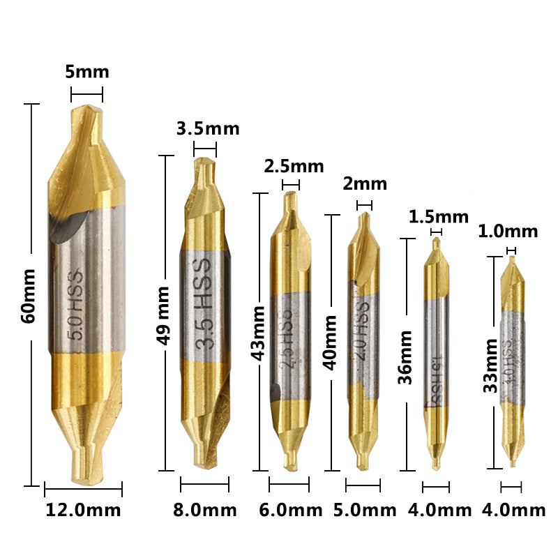High speed steel center drill set