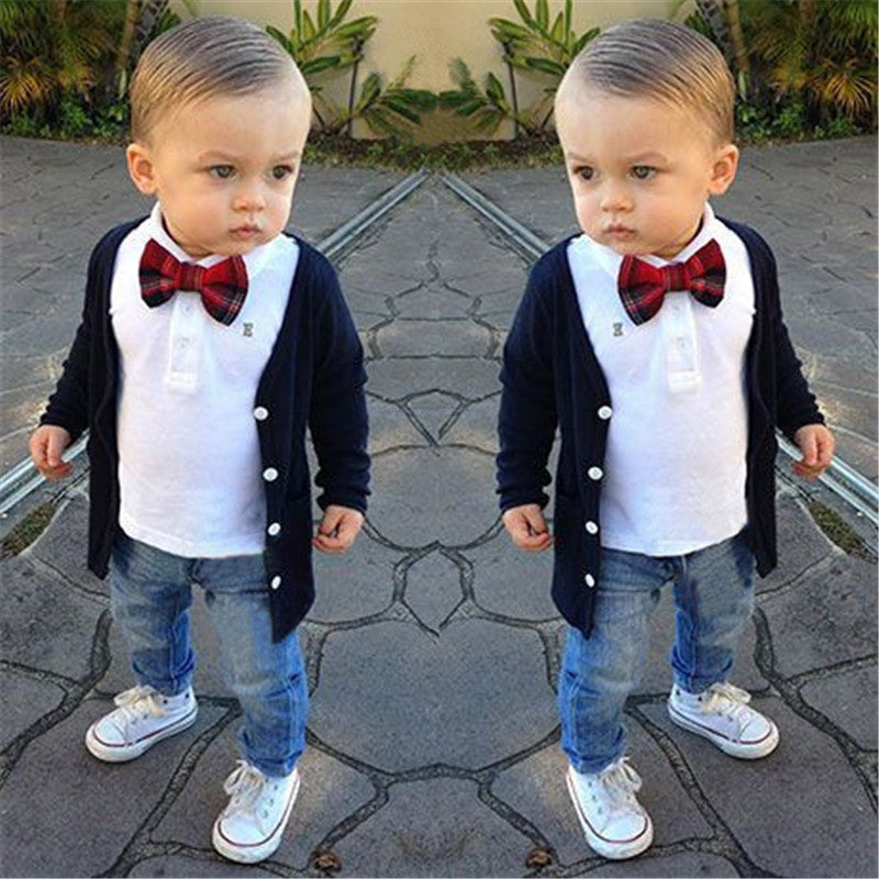 Boy's shirt and trousers belt 3-piece suit