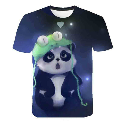 Summer Kids Korean Kitty Print Short Sleeve
