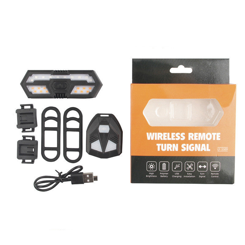Remote Control Steering Tail Light USB Charging Waterproof Highlight With Horn Warning