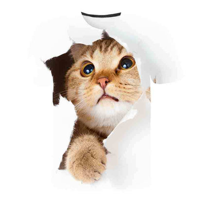 Summer Kids Korean Kitty Print Short Sleeve