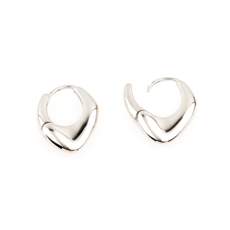 Glossy Personality Sterling Silver Stud Earrings Simple