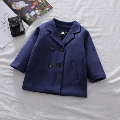 Autumn Winter Boys' Solid Plaid Coat