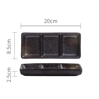 Japanese Three Grid Seasoning Dish With Dipping Material Ceramic Dish