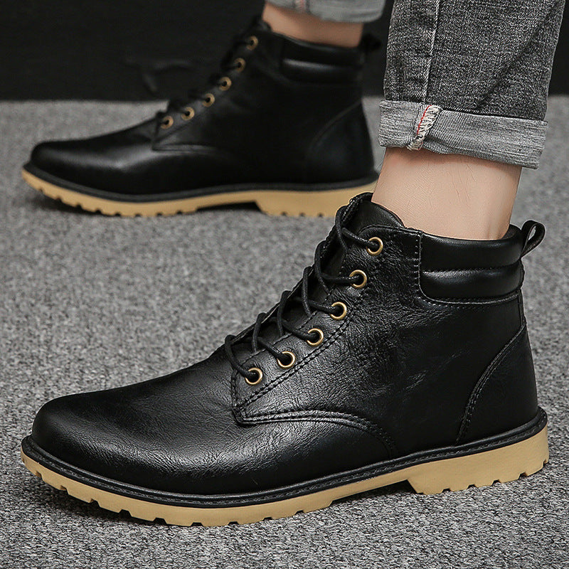 Outdoor High-top Two-cotton Tooling Leather Boots