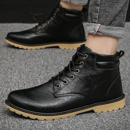 Outdoor High-top Two-cotton Tooling Leather Boots