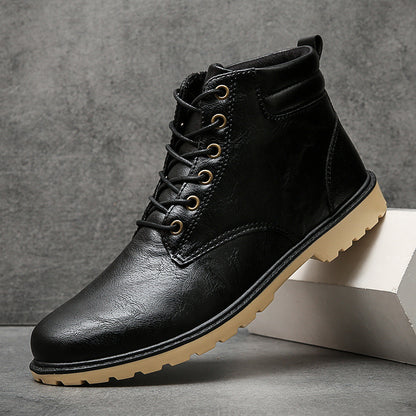 Outdoor High-top Two-cotton Tooling Leather Boots