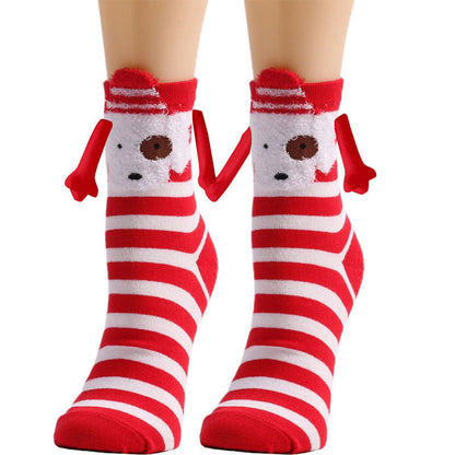 Hand Holding Couple Magnetic Handle Christmas Stockings