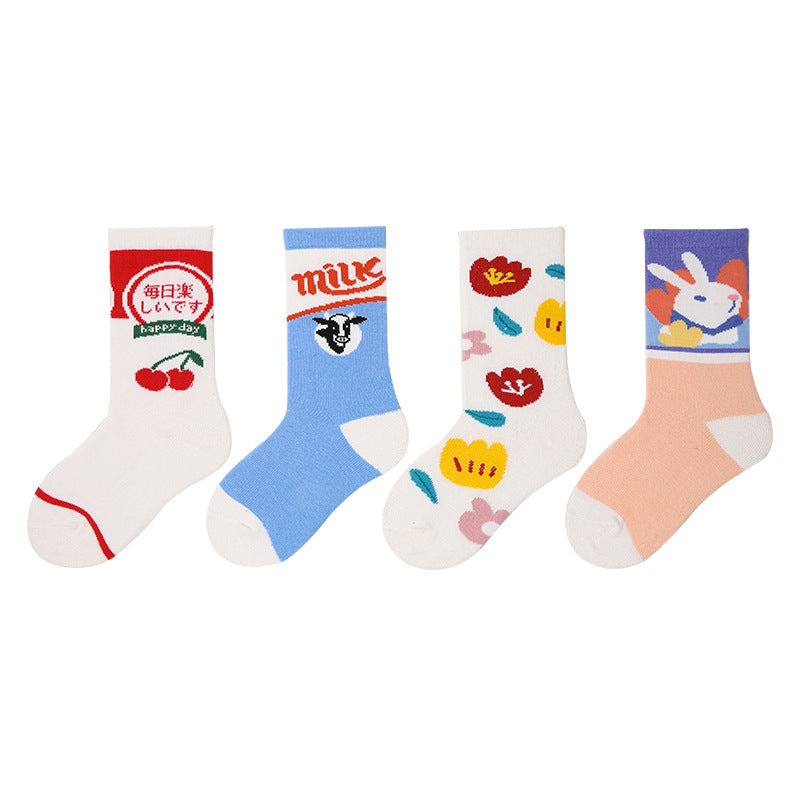 Children's Socks, Trendy Socks, Spring Letters, Street Sports Style