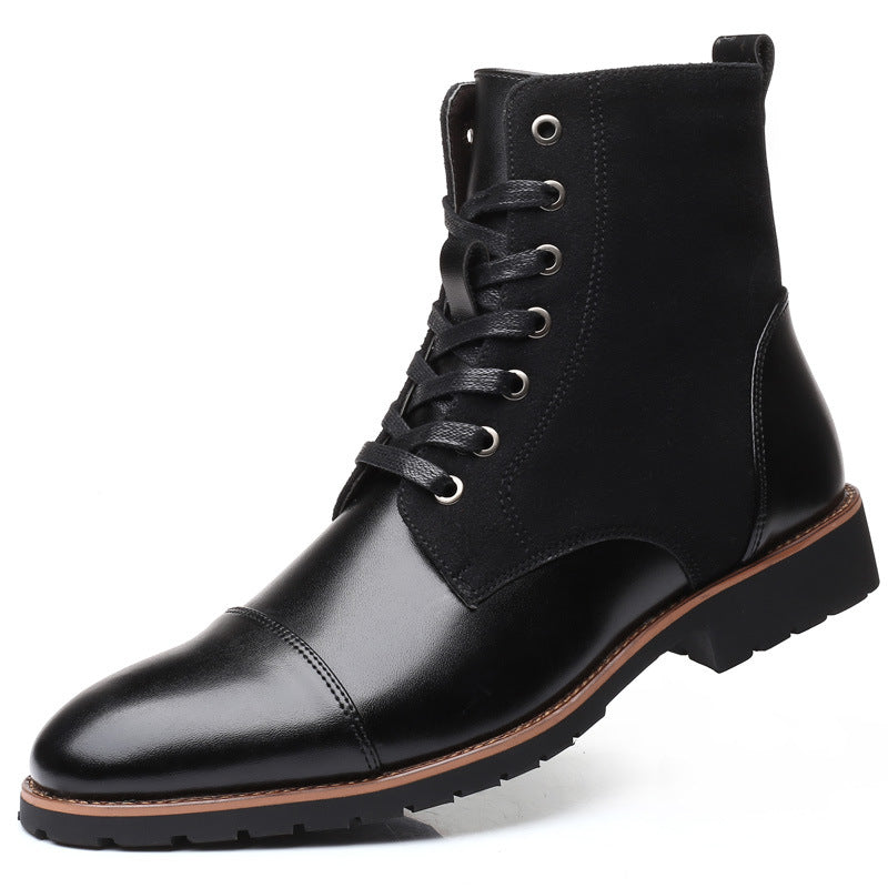 Men's pointed warm martin boots with velvet top boots