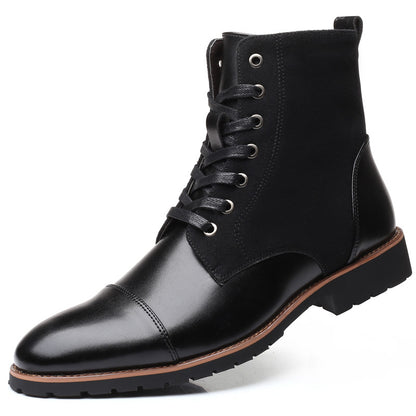 Men's pointed warm martin boots with velvet top boots