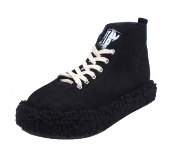Leopard-print flat high-top shoes