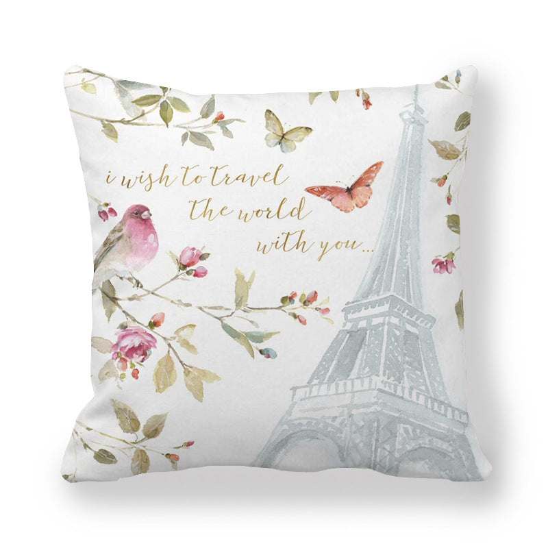 Butterfly Flower Pattern Encrypted Peach Skin Pillowcase