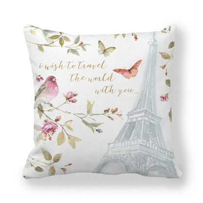 Butterfly Flower Pattern Encrypted Peach Skin Pillowcase