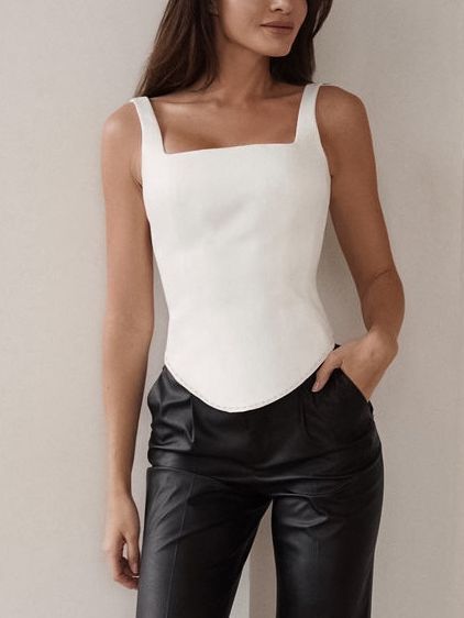 Inner Design White Square-cut Collar Sleeveless Top