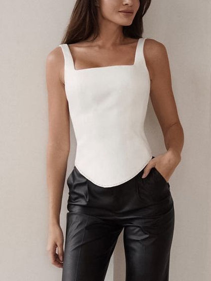 Inner Design White Square-cut Collar Sleeveless Top