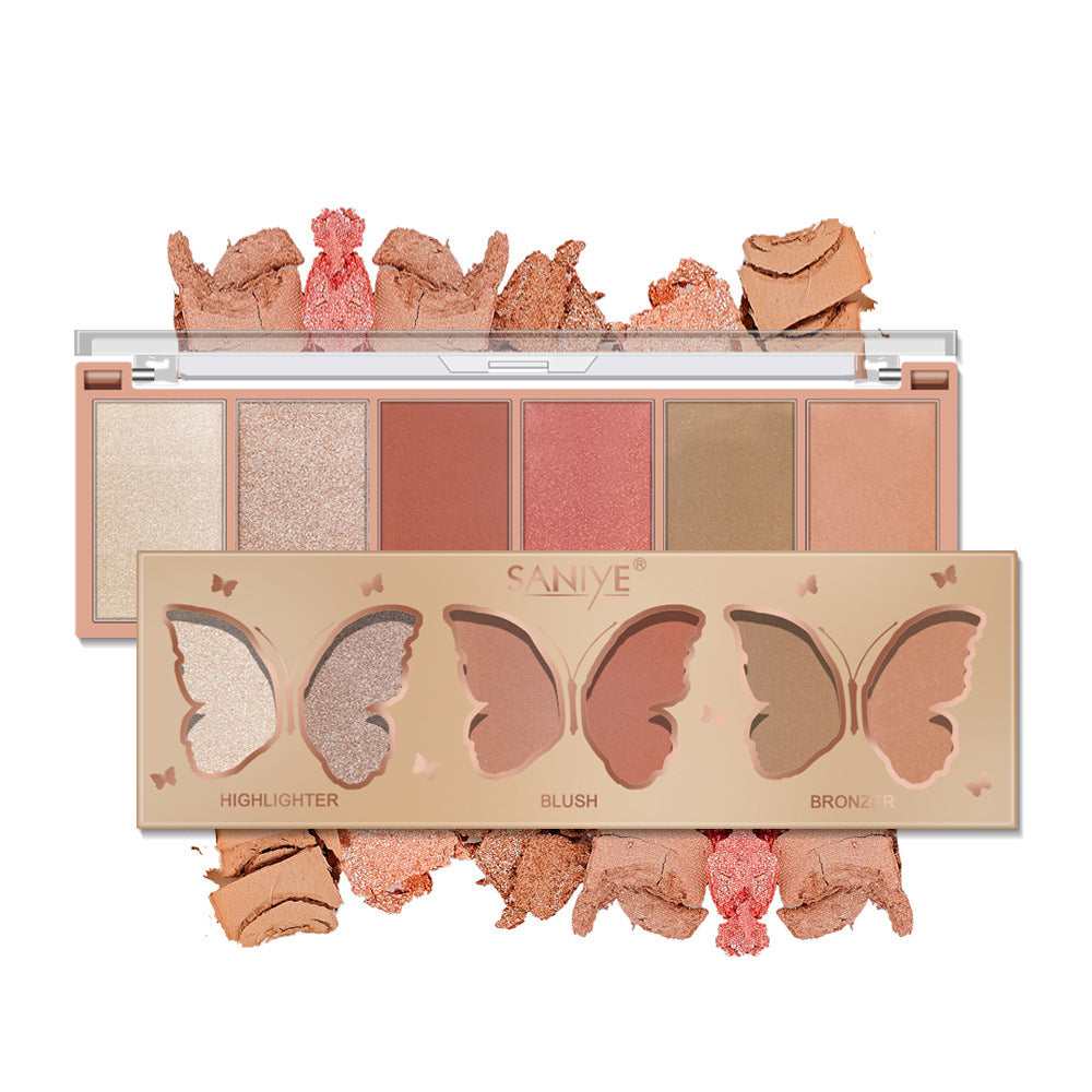High Gloss Powder Blusher Eye Shadow Three In One Makeup Plate