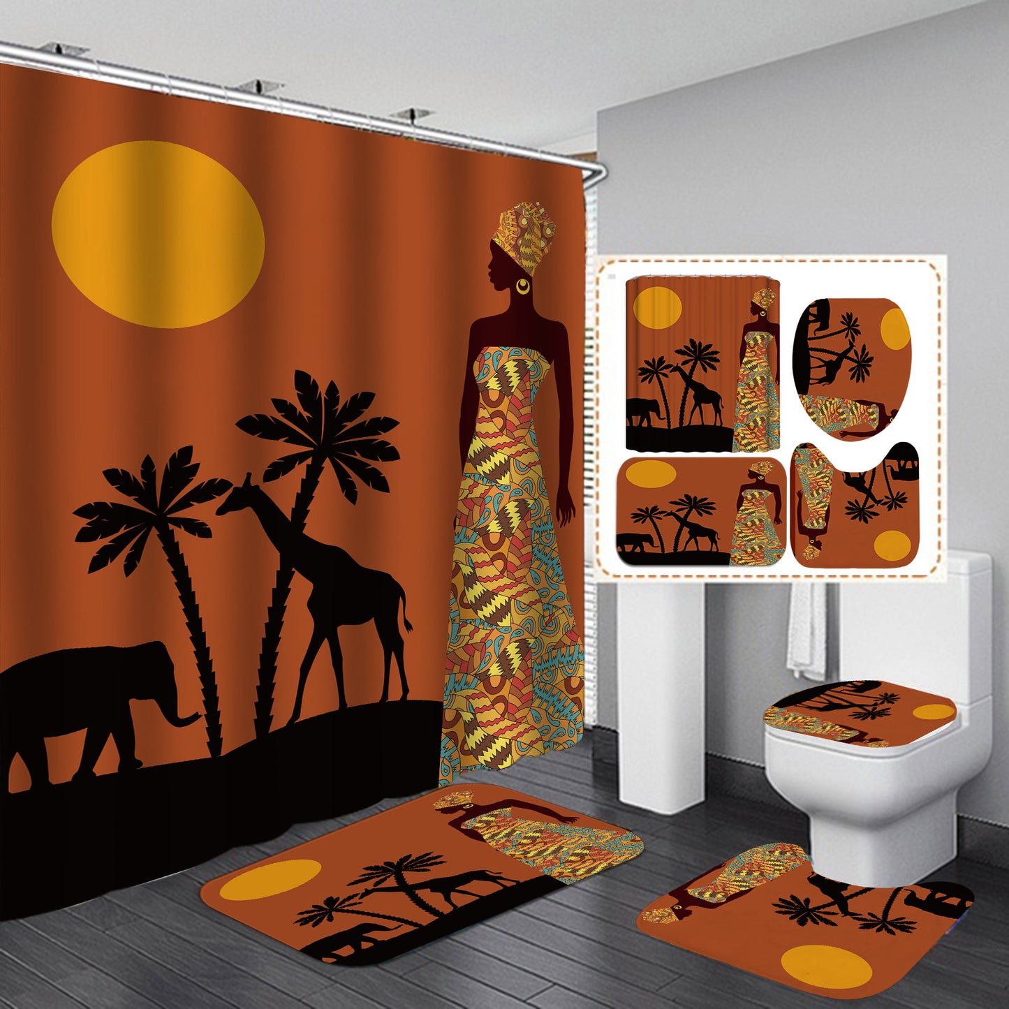 3D digital printed waterproof shower curtain