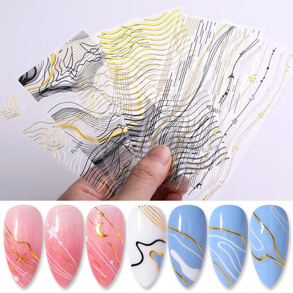 Nail Art 3d Hot Stamping Line Sticker Stripe Wave Adhesive Sticker
