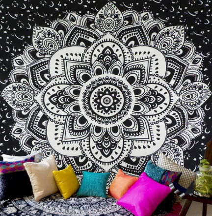 Printed home tapestry black and white with wall hanging beach towel beach blanket