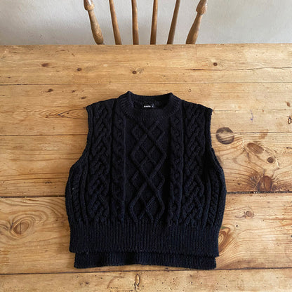 Linen Pattern Sweater Layered Oversized Loose Knit Vest