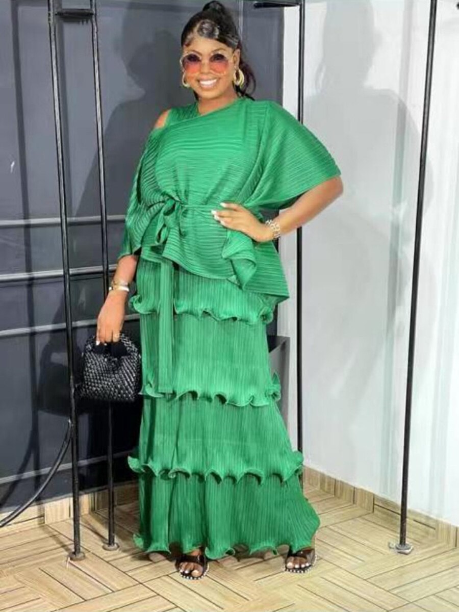 Miyake Pleats Solid Color Suit Spring 2023 New Women's Long Vest Cake Skirt+irregular Shawl Top Temperament Two-piece Set