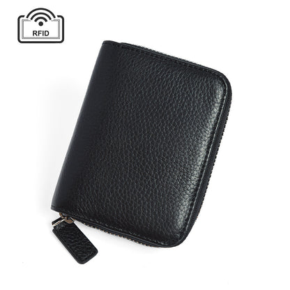 Leather Ins Organ Card Bag Rfid Anti-theft Zipper