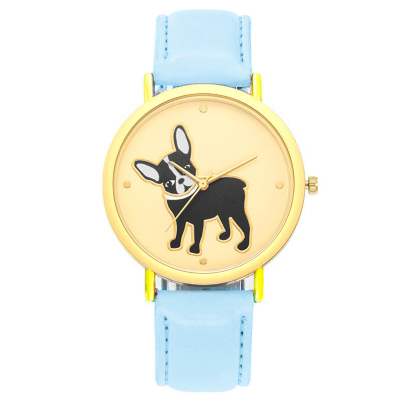 Fashion cute puppy pattern casual belt quartz watch