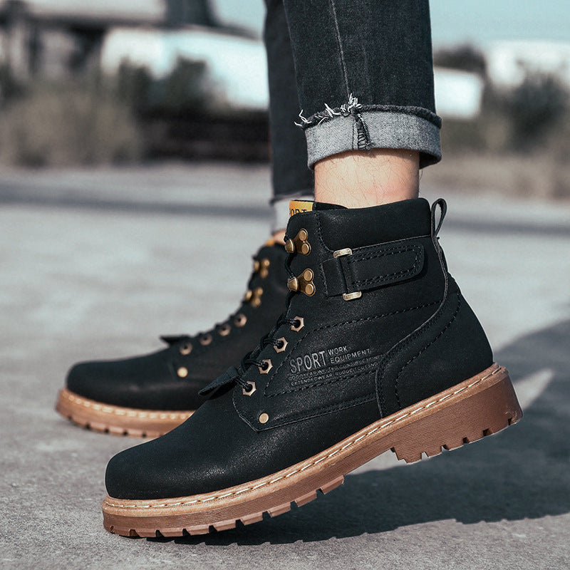 Martin boots non-slip and velvet warm leather boots
