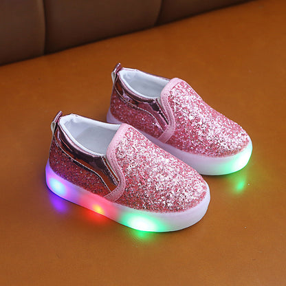 Sequined light children's shoes