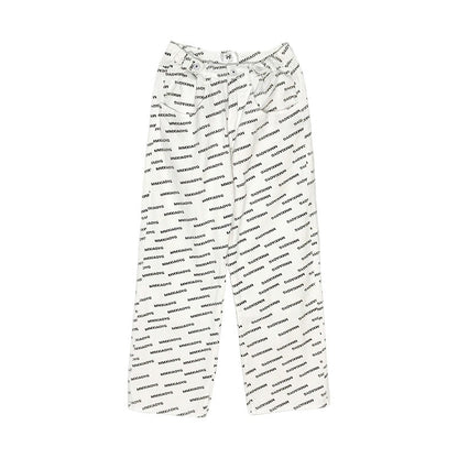 High Waist Vintage Letter Print Casual Loose Straight Drop Wide Leg Pants