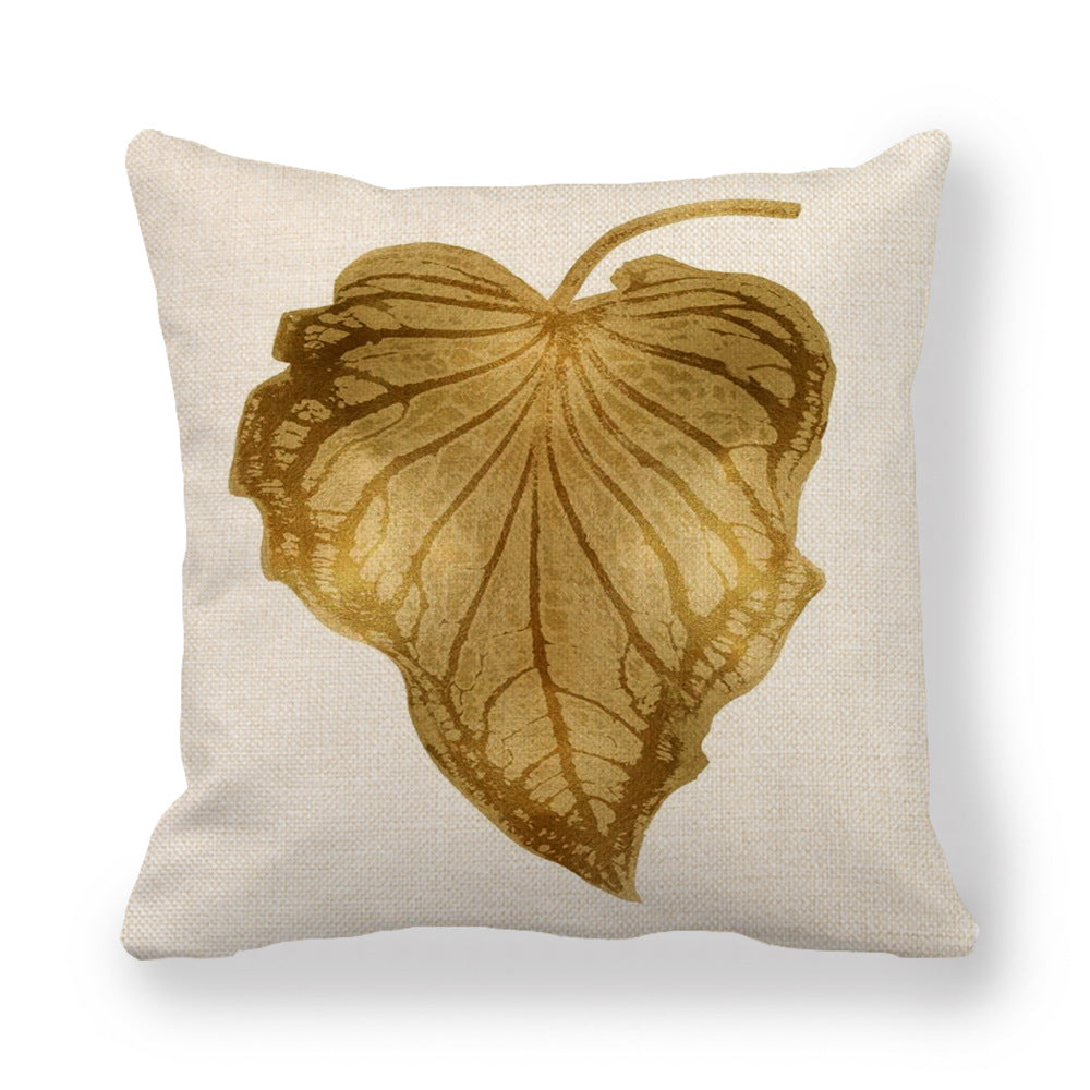 Golden Palm Leaf Watercolor Oil Painting Linen Encryption Fine Linen Pillowcase