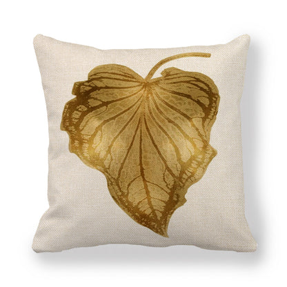 Golden Palm Leaf Watercolor Oil Painting Linen Encryption Fine Linen Pillowcase