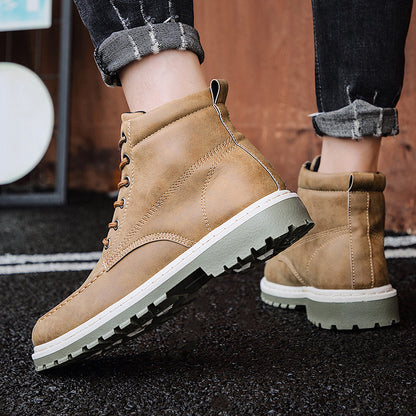 autumn new men's Martin boots trend high-top men's boots locomotive British men's shoes leather tooling boots students