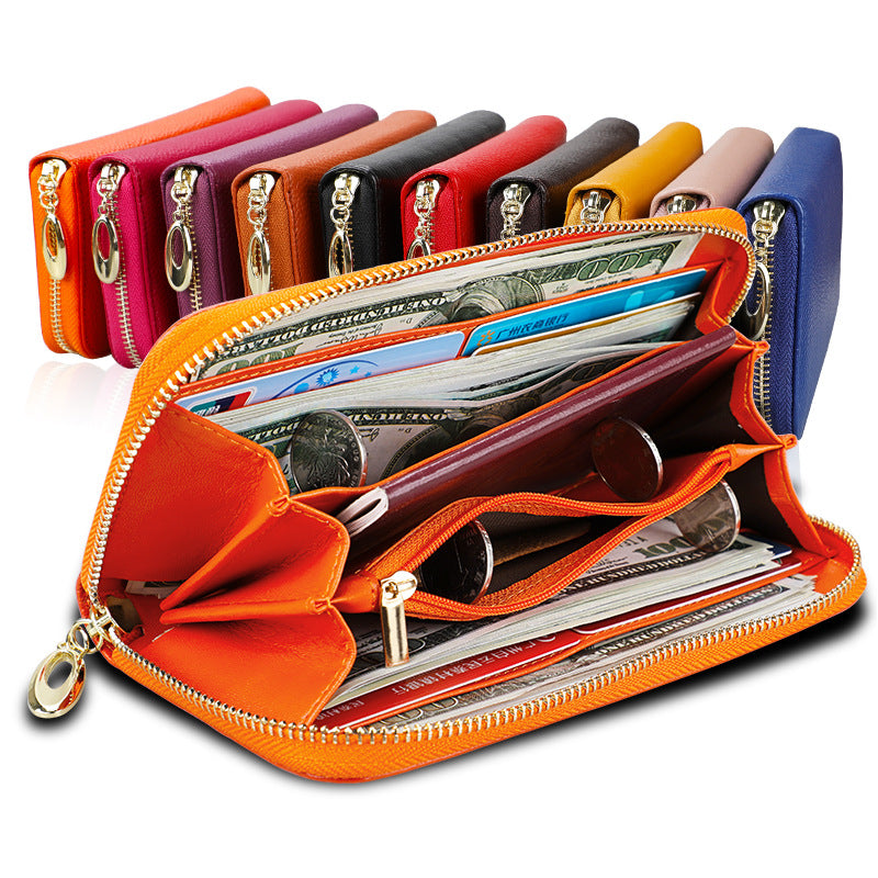 New Ladies Leather Multifunctional Large Capacity Long Zipper Wallet