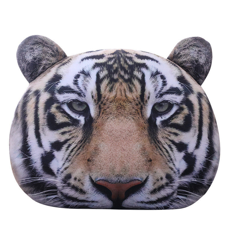 Plush simulation printing tiger headrest