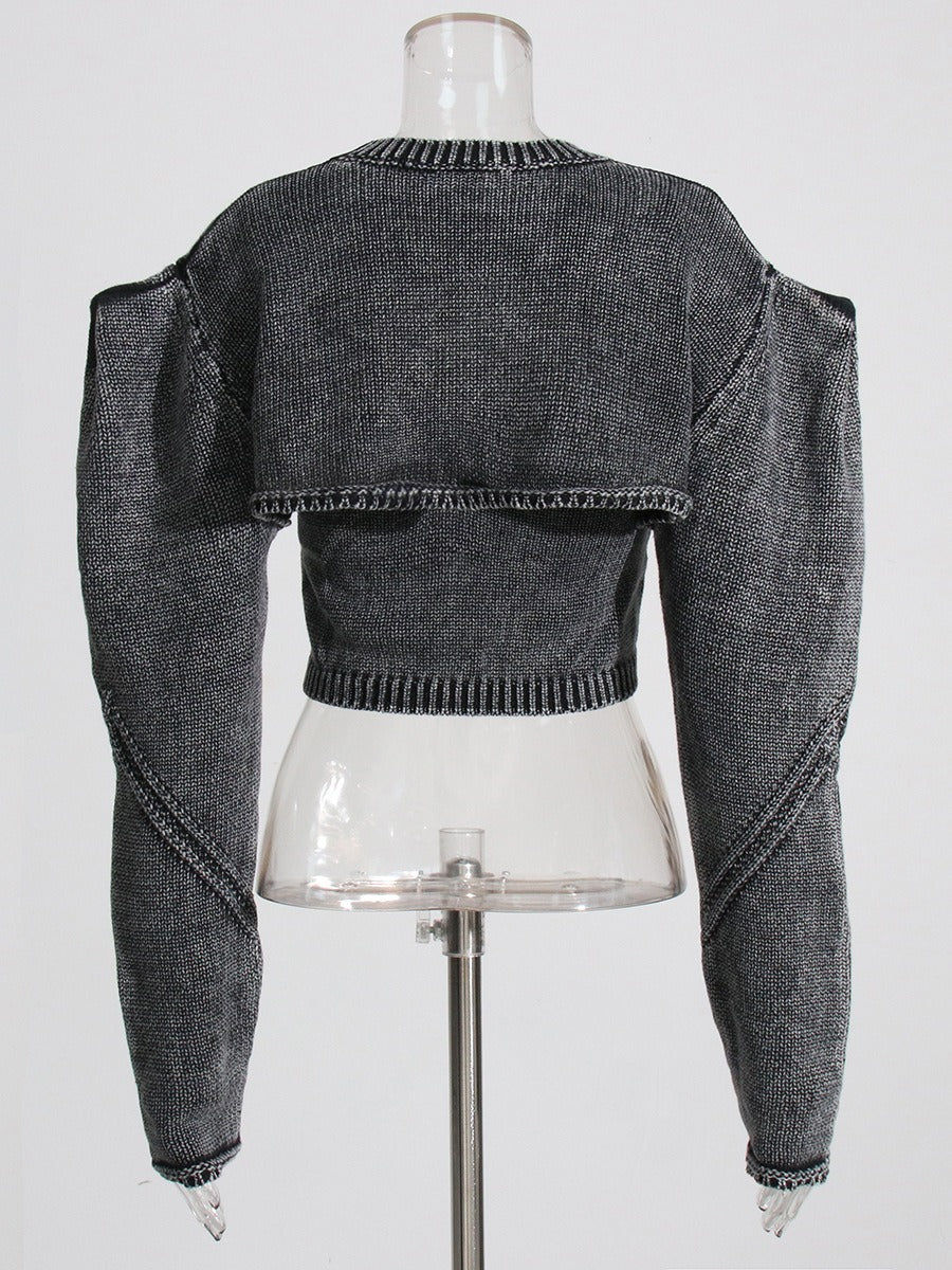 Autumn And Winter New Personalized Models Fashion Head Round Neck Knitting Two-Piece Suit Slim Do Old Sweater Women