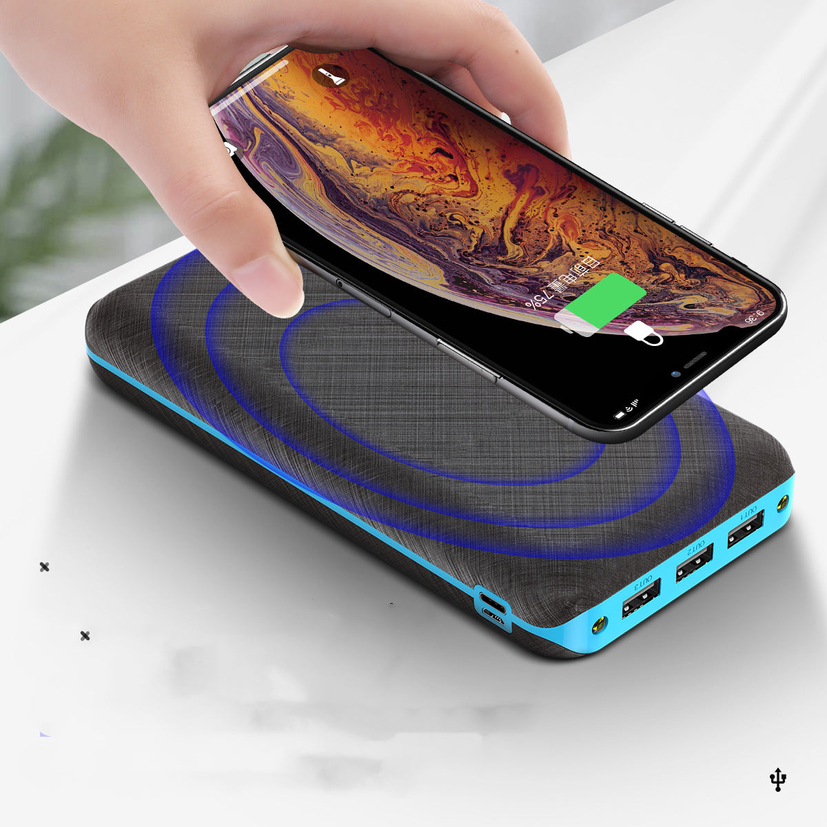 Compatible with Apple, Chargeur solaire sans fil Qi 80000mAh, pour Xiaomi, Samsung, Iphone, Portable, 3usb, pour voyage en plein air