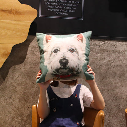 Cotton and linen material terrier pillow